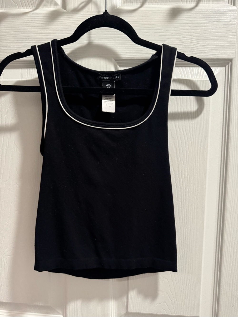 Sincerly Jules Black Tank with White Piping